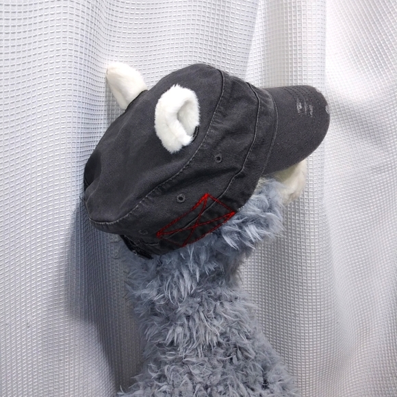 Gray Distressed Cotton Newsboy CAP Hat for Girls Women w Pigtails Red Stitching - Picture 3 of 12